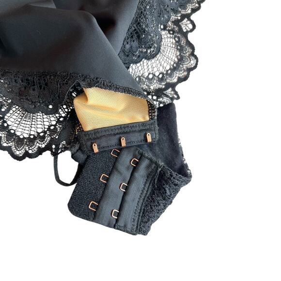 pinsy Sculpting Lace Bodysuit Sheer Mesh Shapewear Lingerie in Black W's Size XL - Picture 8 of 10